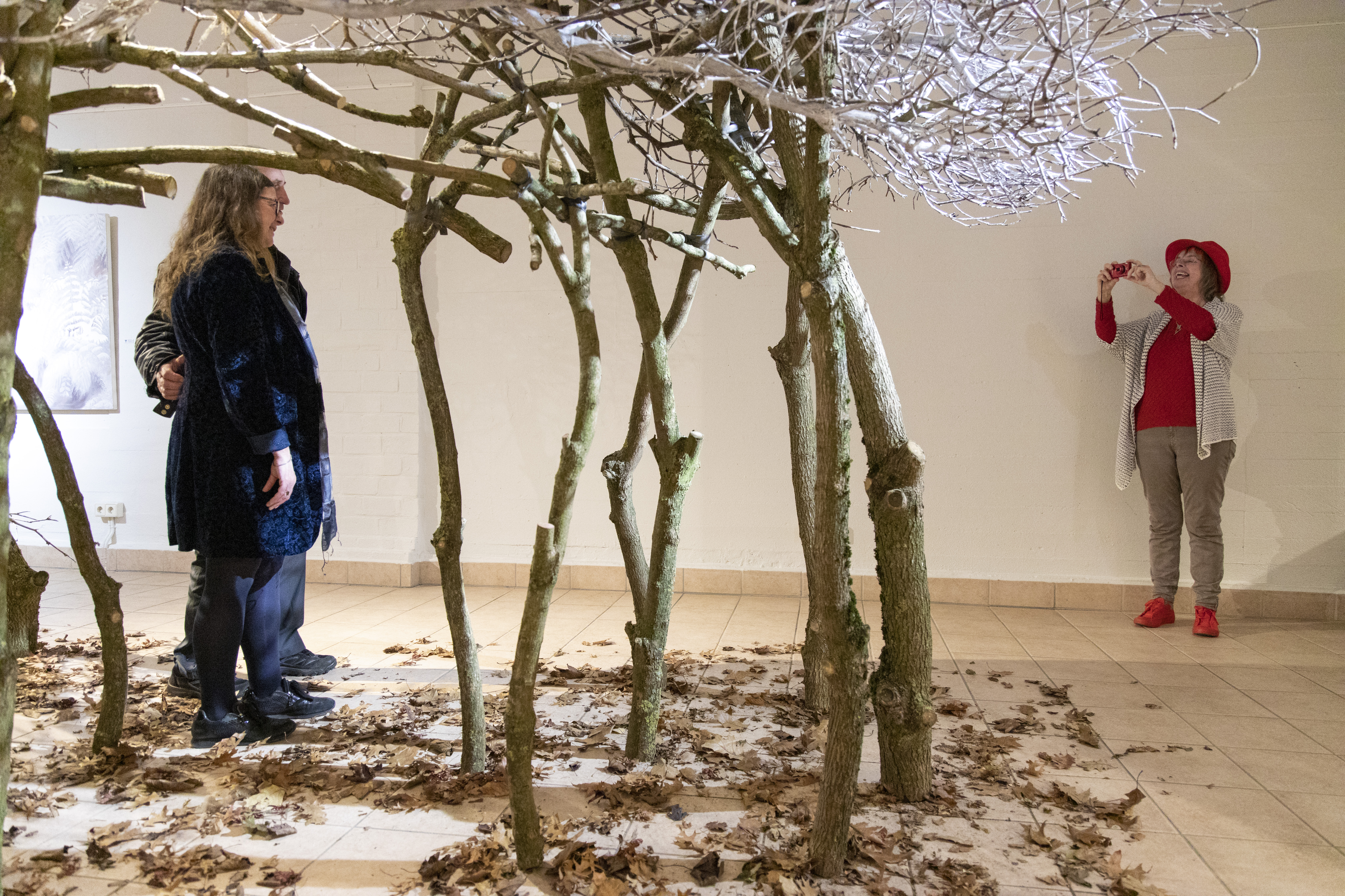 Ikebana installatie in het museum